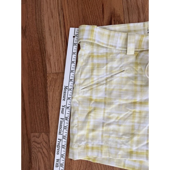 Nike Yellow White Belted Womens Golf Shorts 10  Checkered - Picture 5 of 7